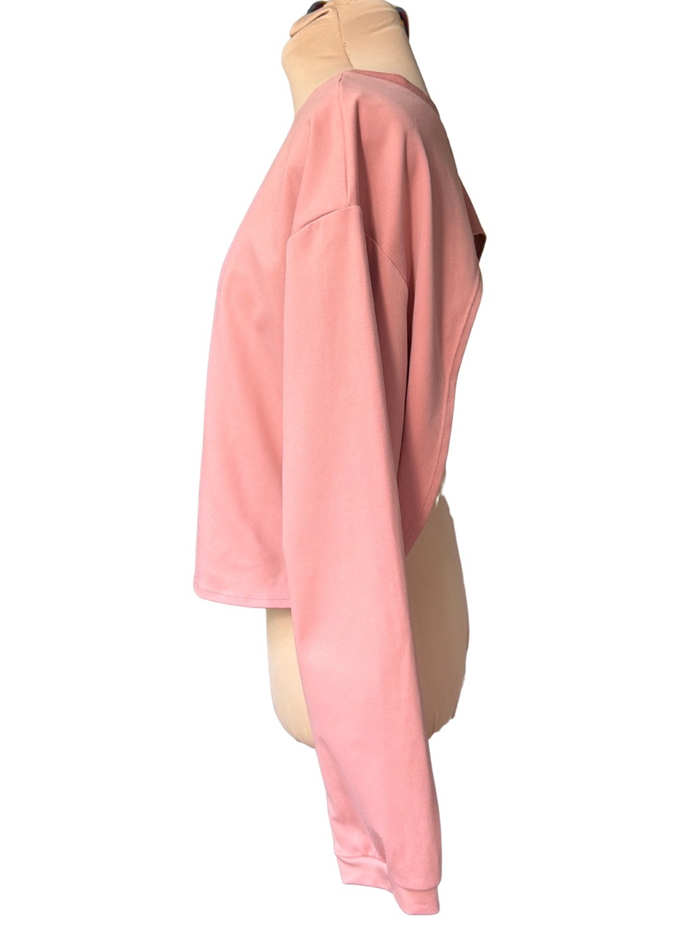 Large (EUC) Nike Pink Cropped Backless Crewneck Long Sleeve Top - Dri-fit - Picture 5 of 7